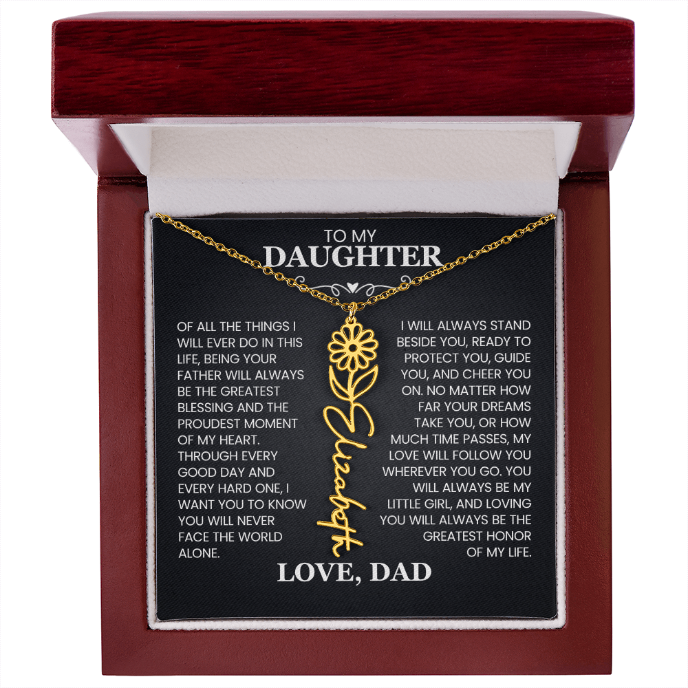To My Daughter | Greatest Blessing | Birth Flower Name Necklace