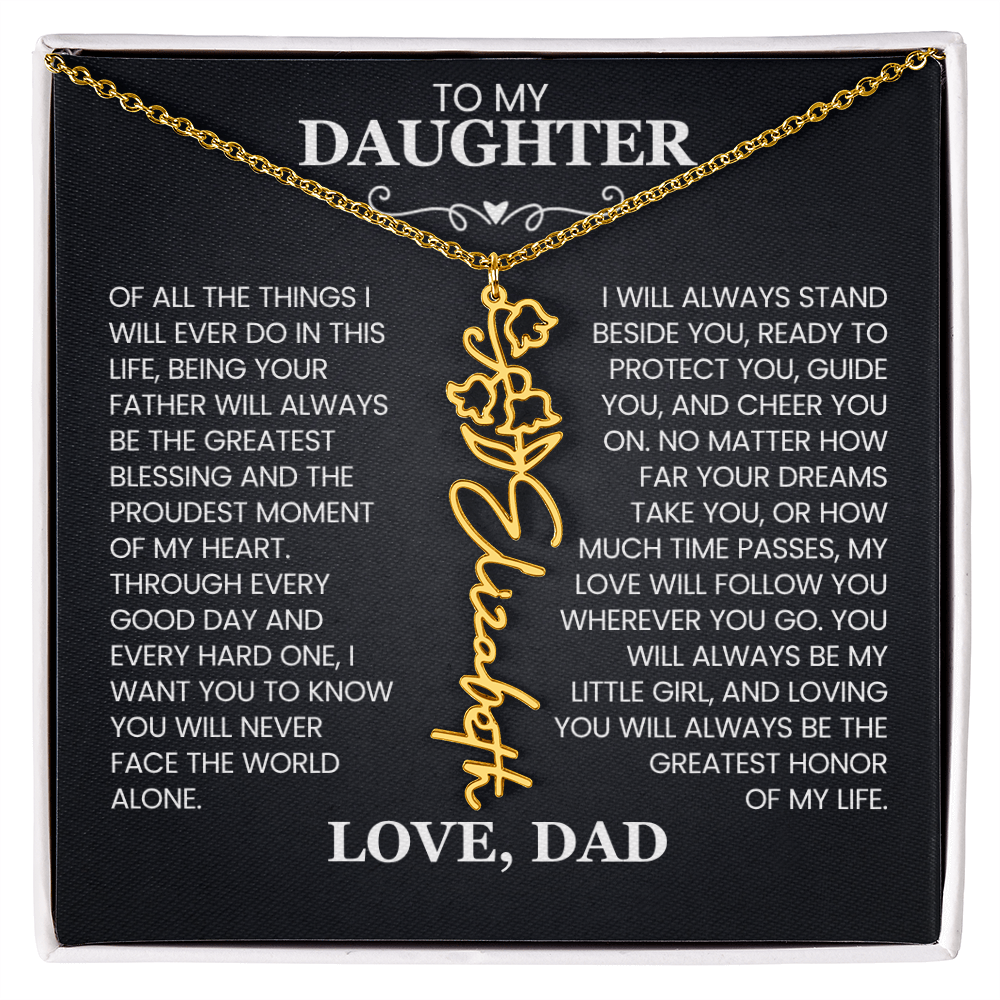 To My Daughter | Greatest Blessing | Birth Flower Name Necklace