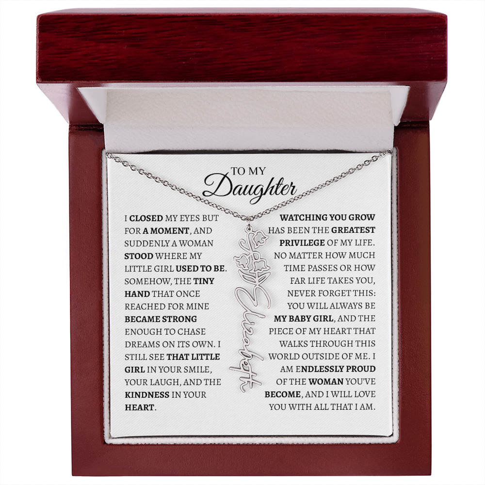 Daughter Gift from Dad — I Closed My Eyes for a Moment Birth Flower Name Necklace