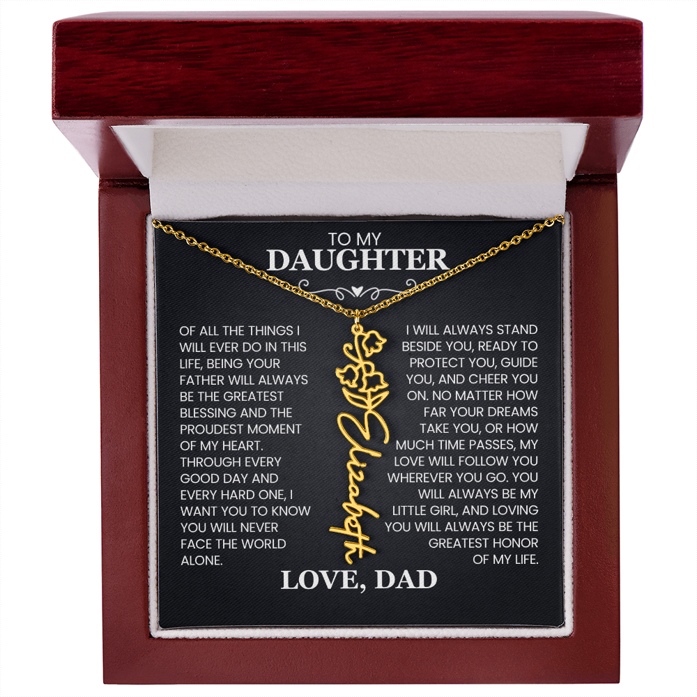 To My Daughter | Greatest Blessing | Birth Flower Name Necklace