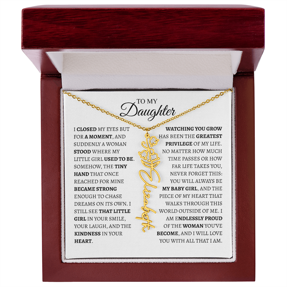 Daughter Gift from Dad — I Closed My Eyes for a Moment Birth Flower Name Necklace