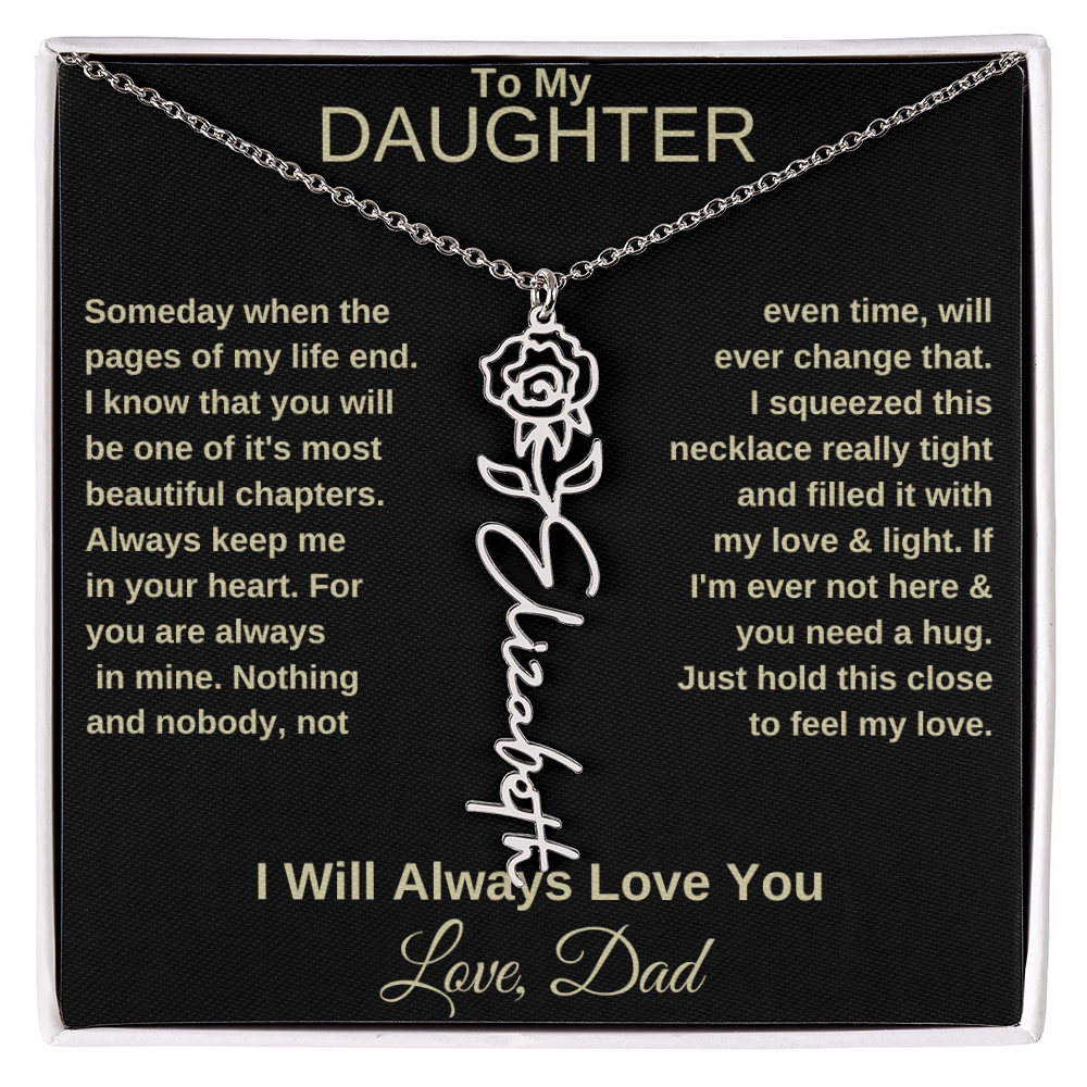 To My Daughter | Birth Flower Name Necklace