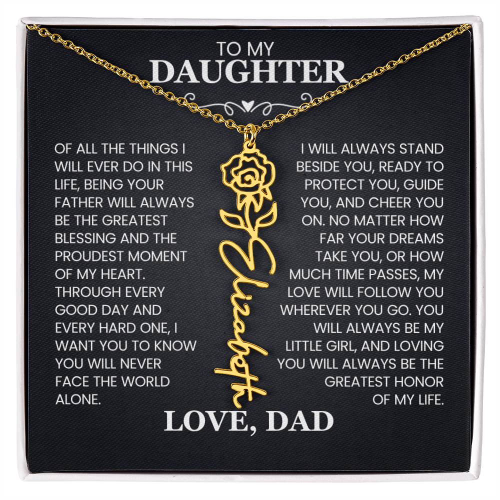 To My Daughter | Greatest Blessing | Birth Flower Name Necklace