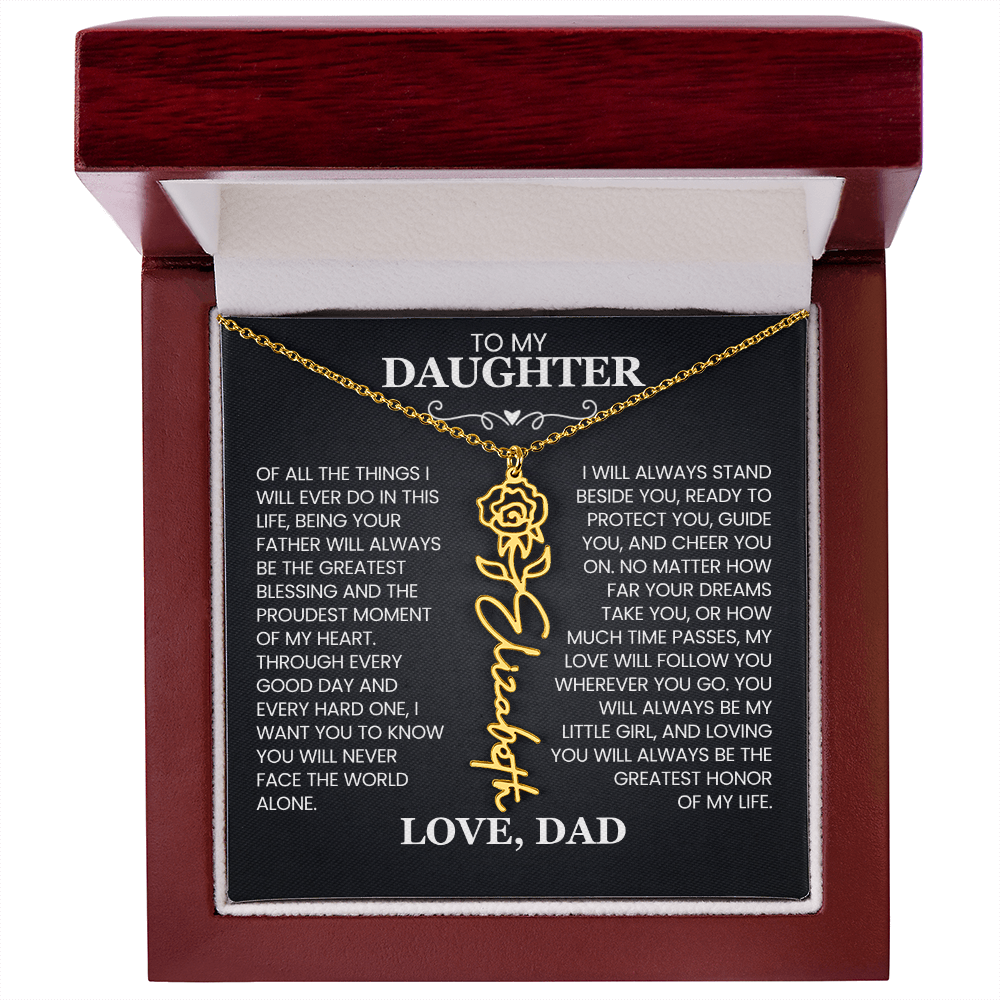 To My Daughter | Greatest Blessing | Birth Flower Name Necklace