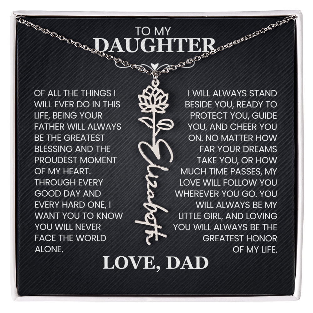 Daughter necklace gift from dad with emotional promise card