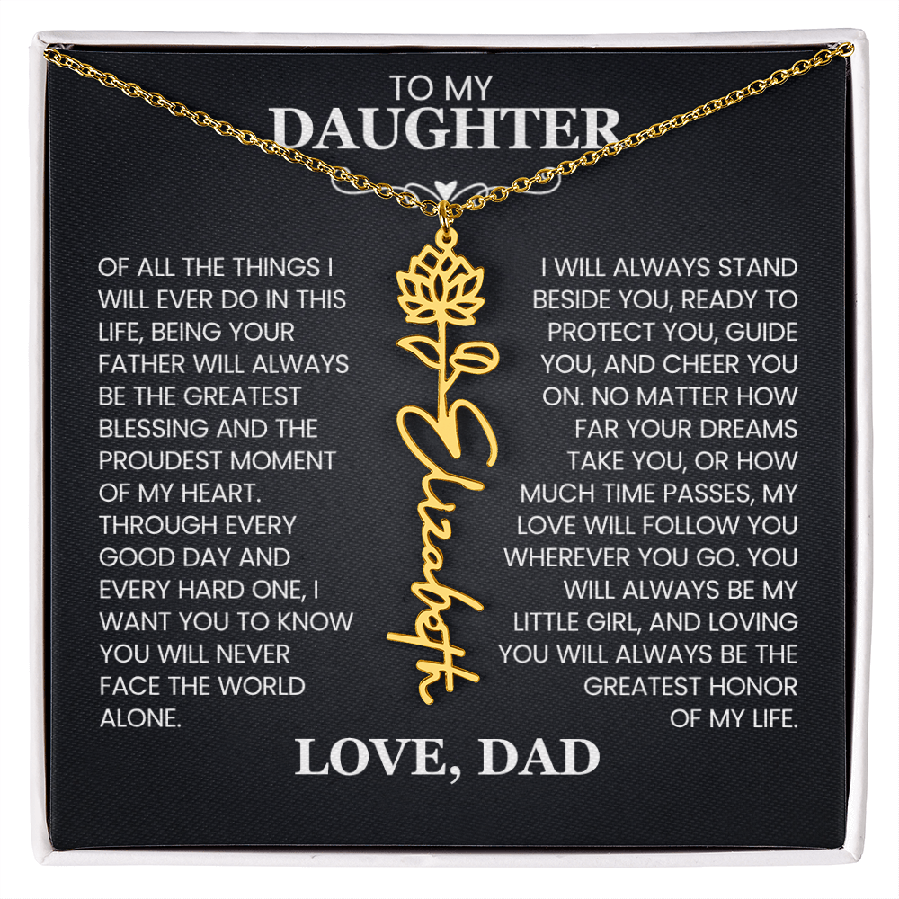 To My Daughter | Greatest Blessing | Birth Flower Name Necklace