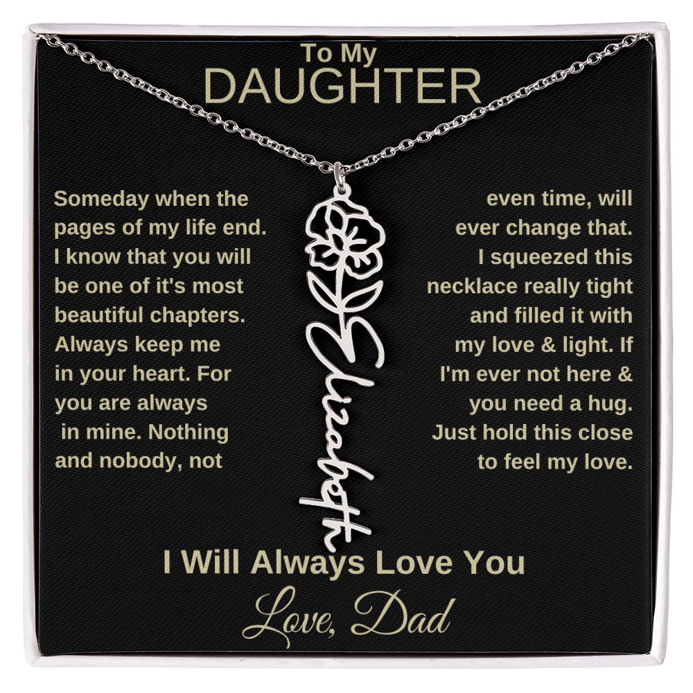 To My Daughter | Birth Flower Name Necklace