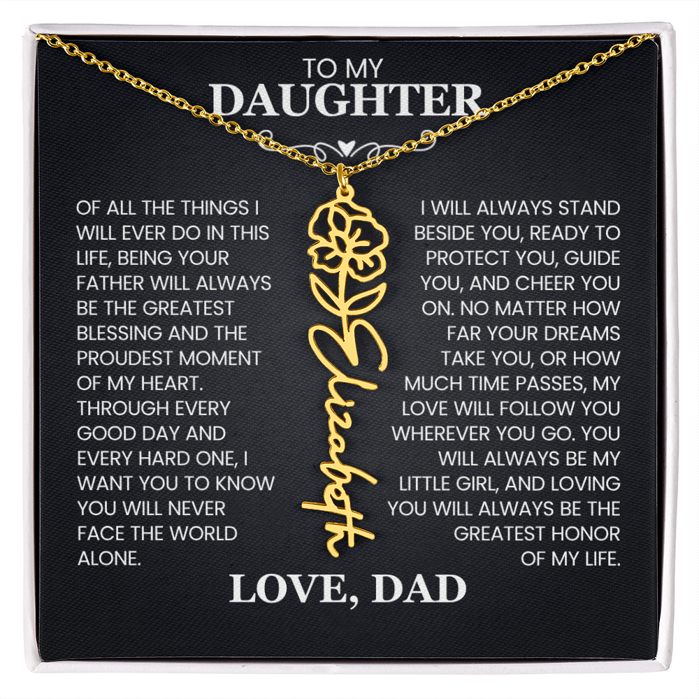 To My Daughter | Greatest Blessing | Birth Flower Name Necklace