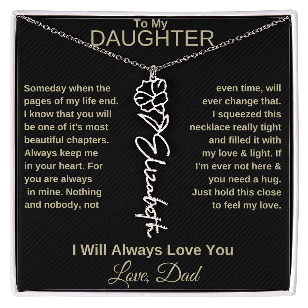 To My Daughter | Birth Flower Name Necklace