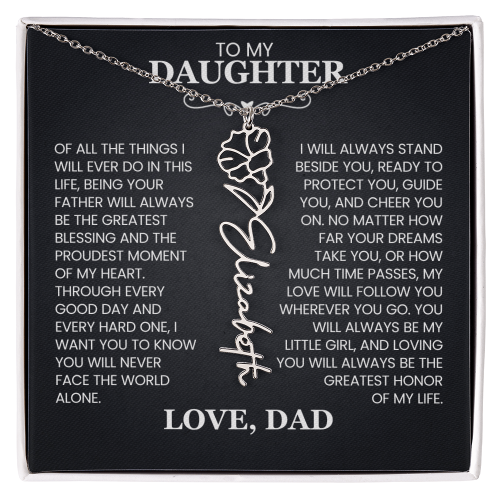 To My Daughter | Greatest Blessing | Birth Flower Name Necklace