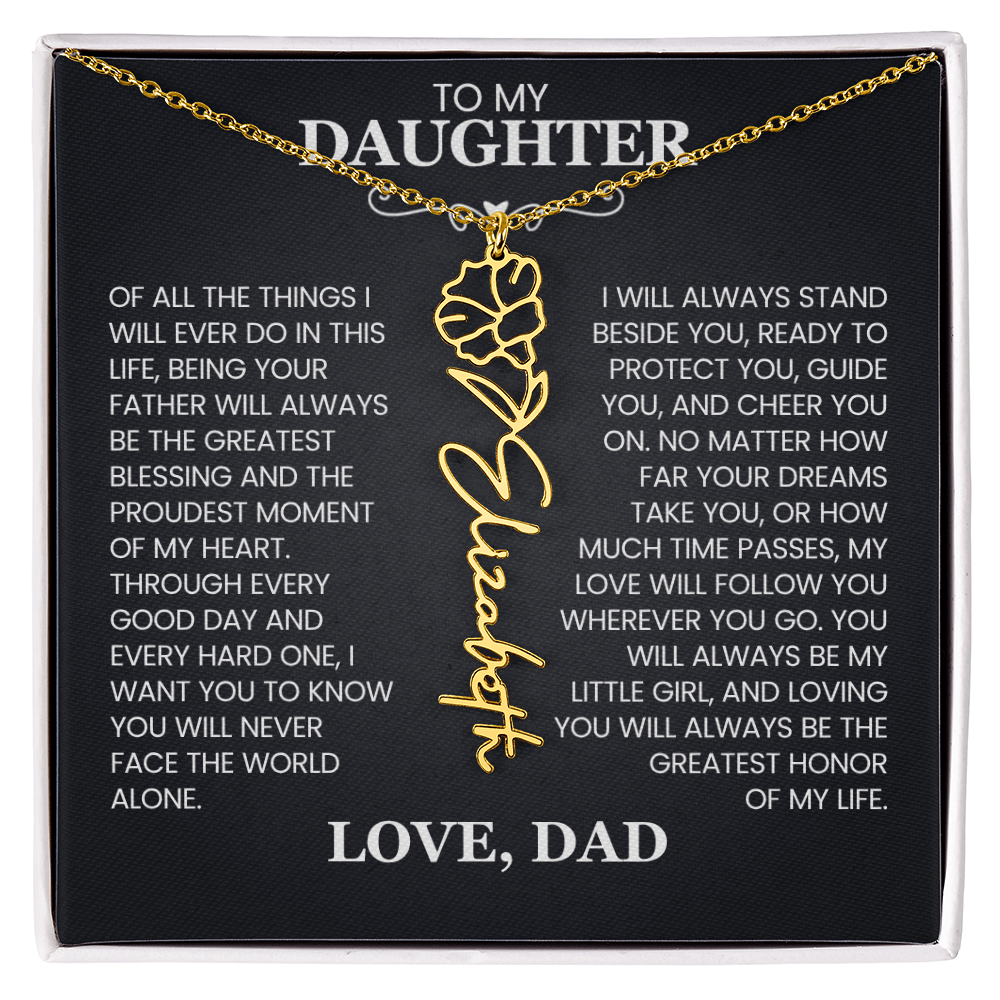 To My Daughter | Greatest Blessing | Birth Flower Name Necklace