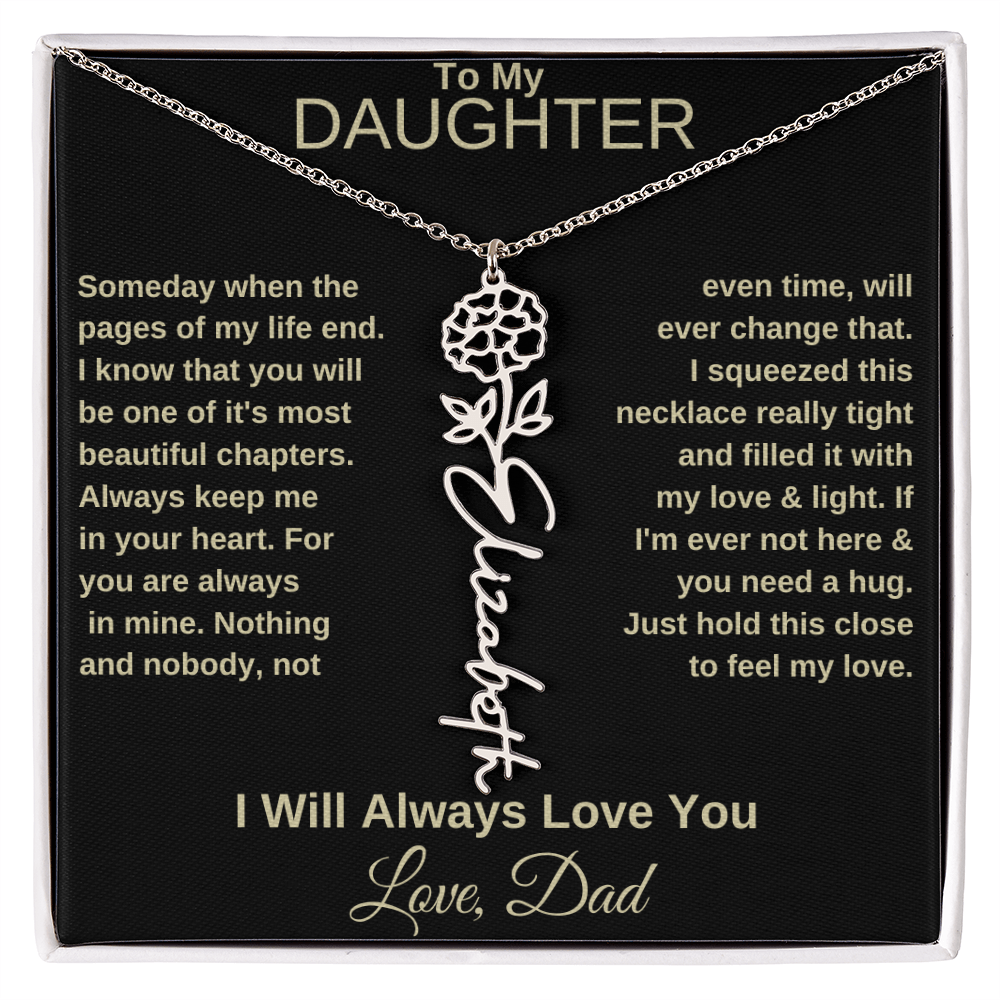 To My Daughter | Birth Flower Name Necklace