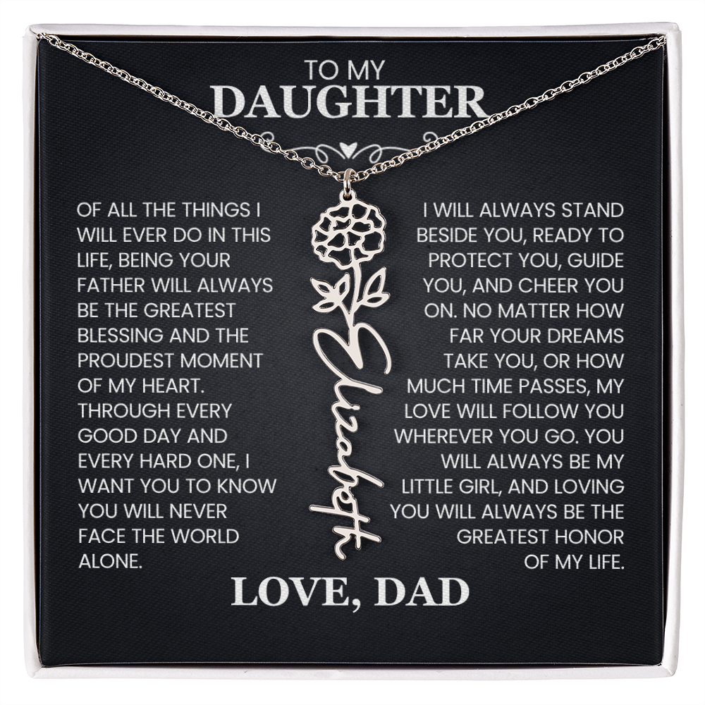 To My Daughter | Greatest Blessing | Birth Flower Name Necklace