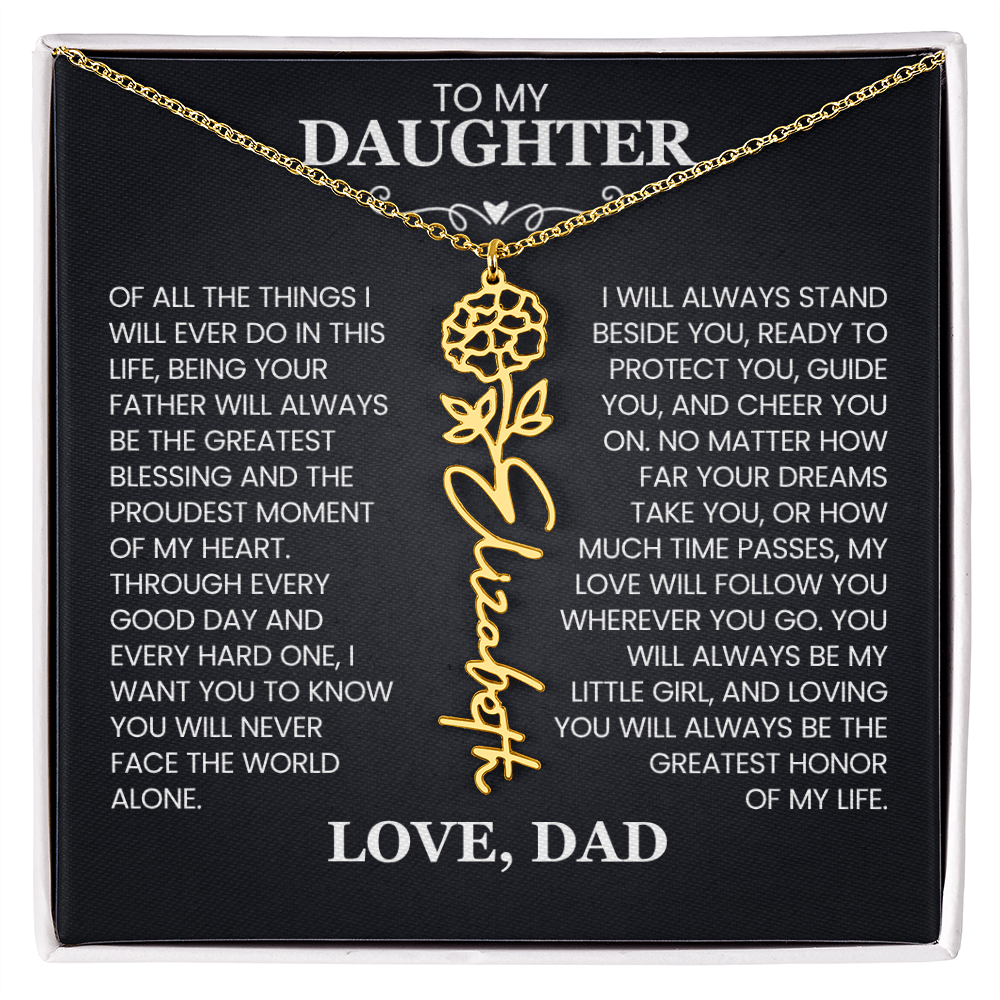 To My Daughter | Greatest Blessing | Birth Flower Name Necklace