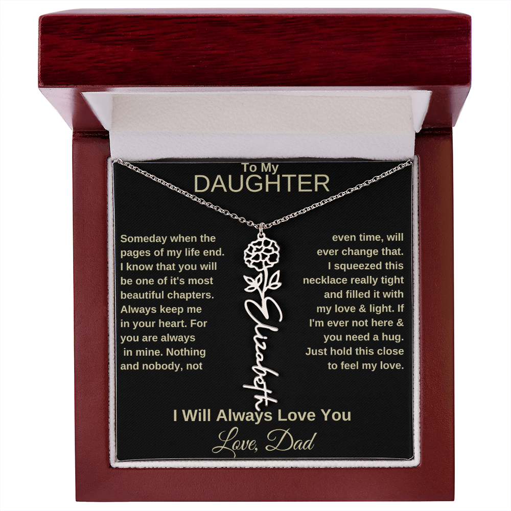 To My Daughter | Birth Flower Name Necklace