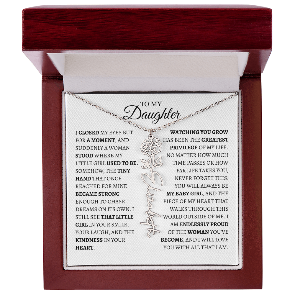 Daughter Gift from Dad — I Closed My Eyes for a Moment Birth Flower Name Necklace