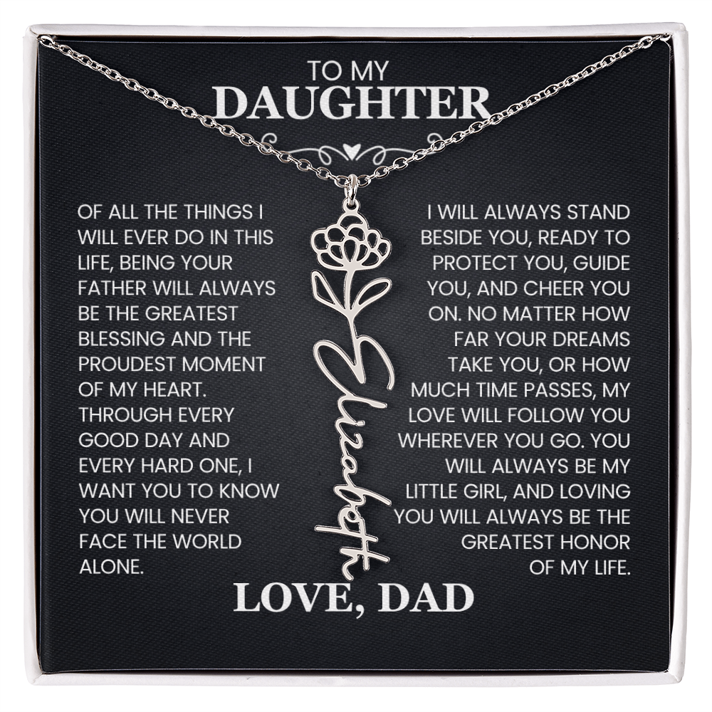 To My Daughter | Greatest Blessing | Birth Flower Name Necklace
