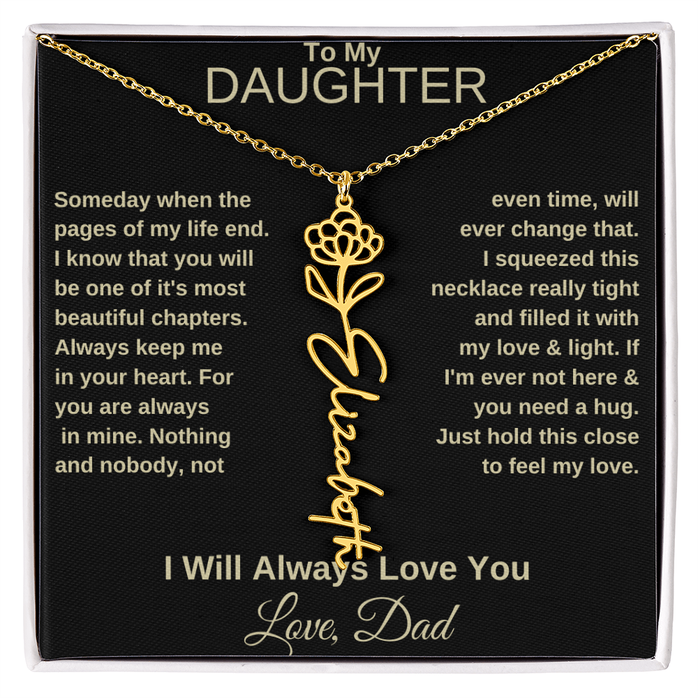 To My Daughter | Birth Flower Name Necklace