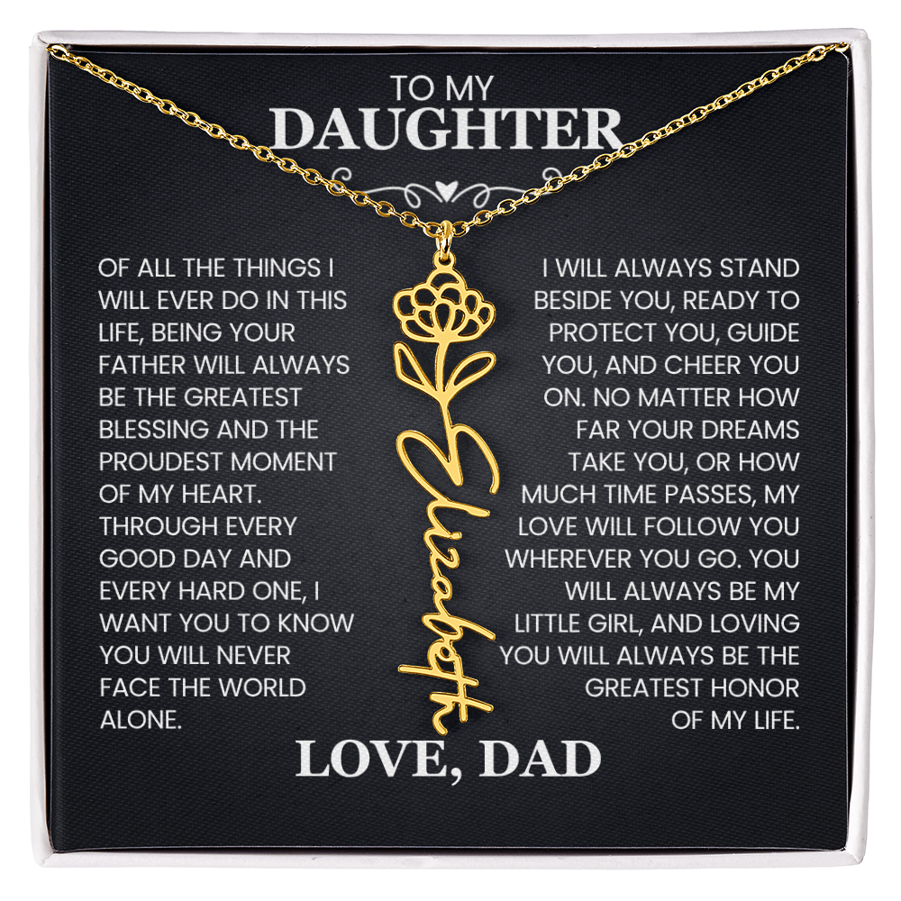 To My Daughter | Greatest Blessing | Birth Flower Name Necklace