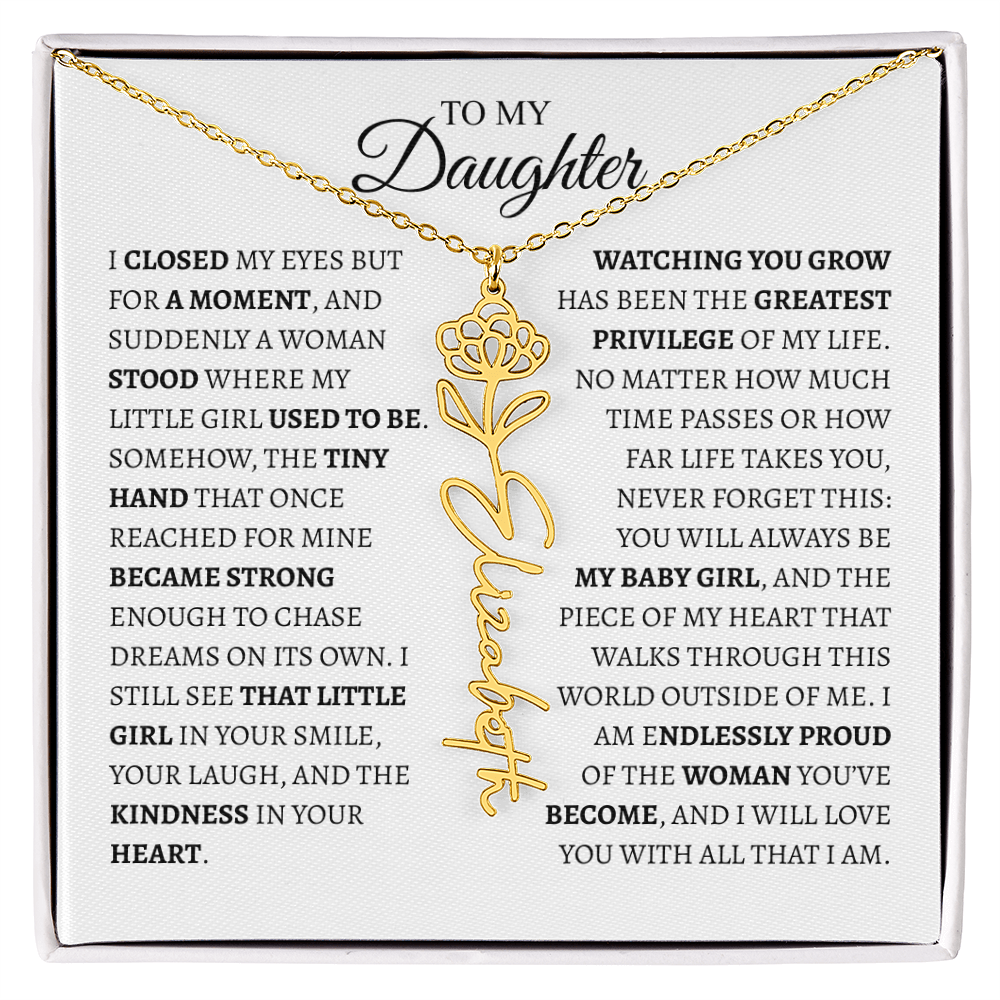 Daughter Gift from Dad — I Closed My Eyes for a Moment Birth Flower Name Necklace