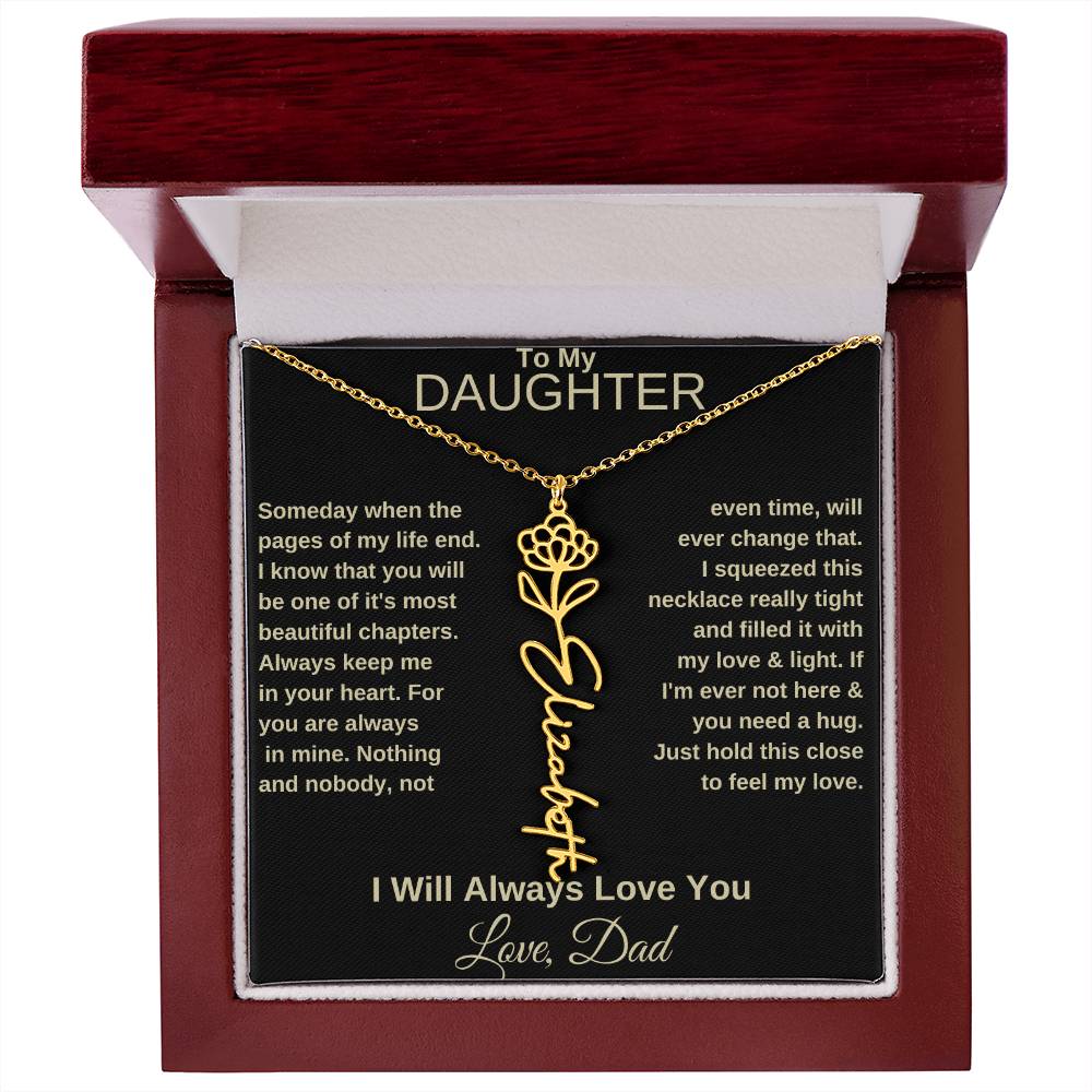 To My Daughter | Birth Flower Name Necklace