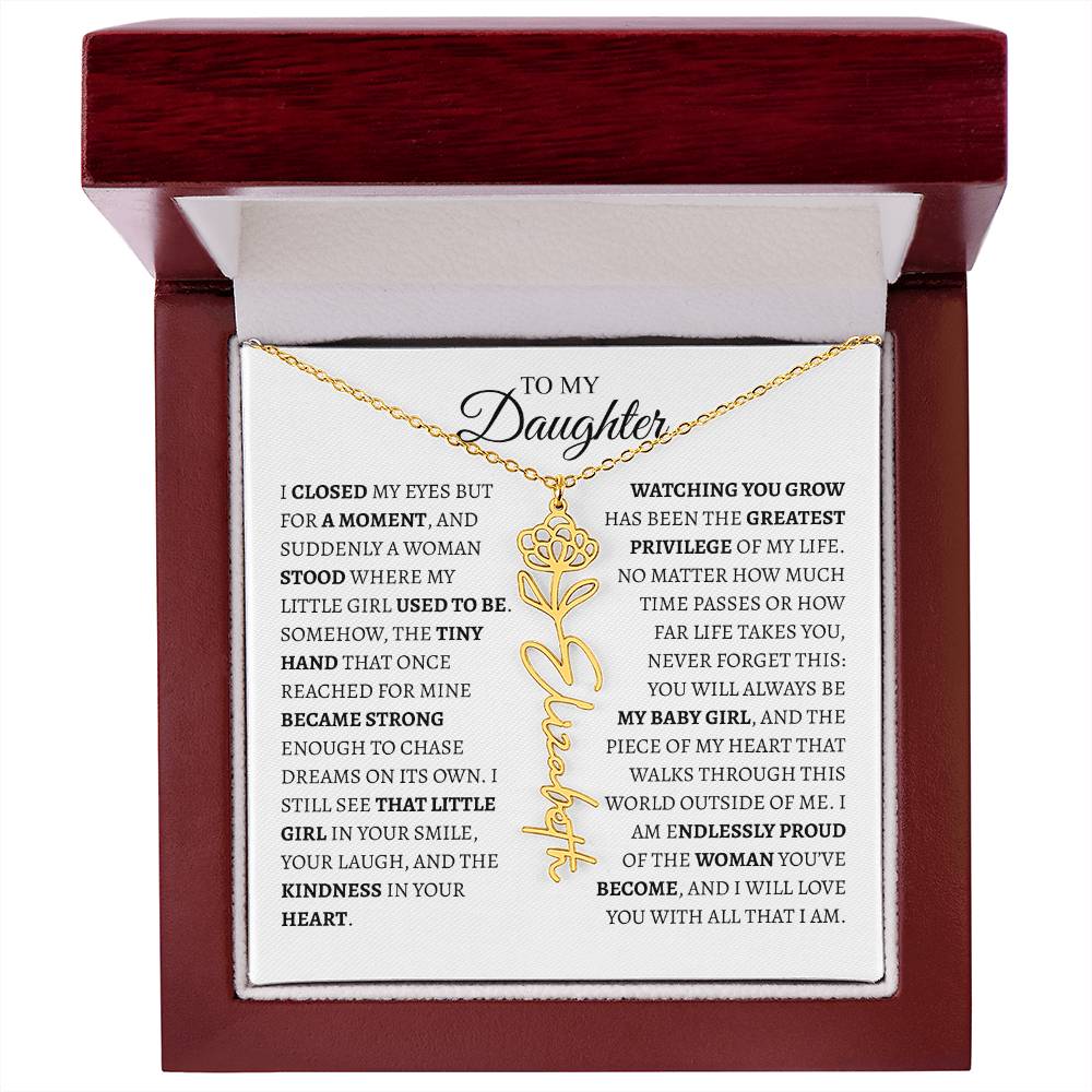 Daughter Gift from Dad — I Closed My Eyes for a Moment Birth Flower Name Necklace
