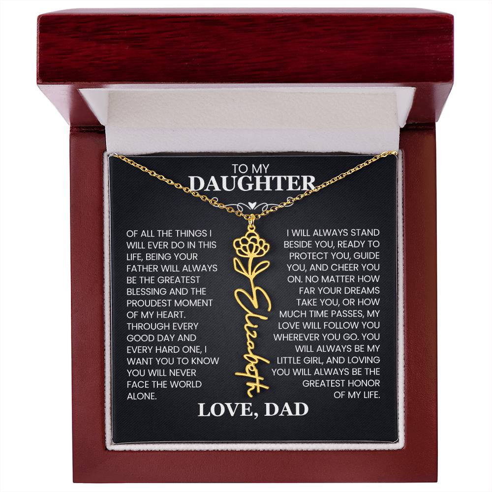 To My Daughter | Greatest Blessing | Birth Flower Name Necklace