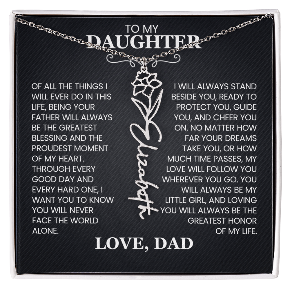 To My Daughter | Greatest Blessing | Birth Flower Name Necklace