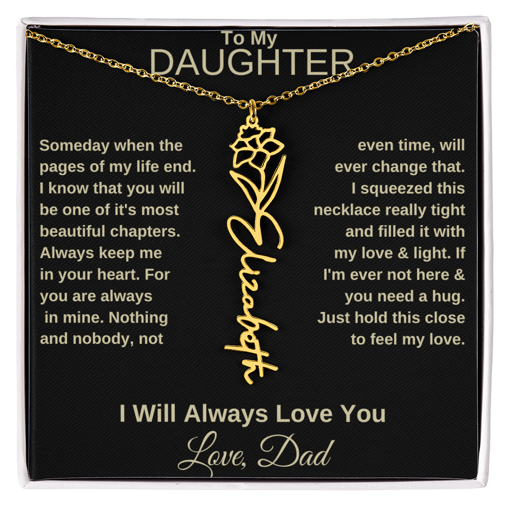To My Daughter | Birth Flower Name Necklace