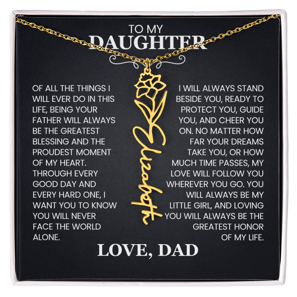 To My Daughter | Greatest Blessing | Birth Flower Name Necklace