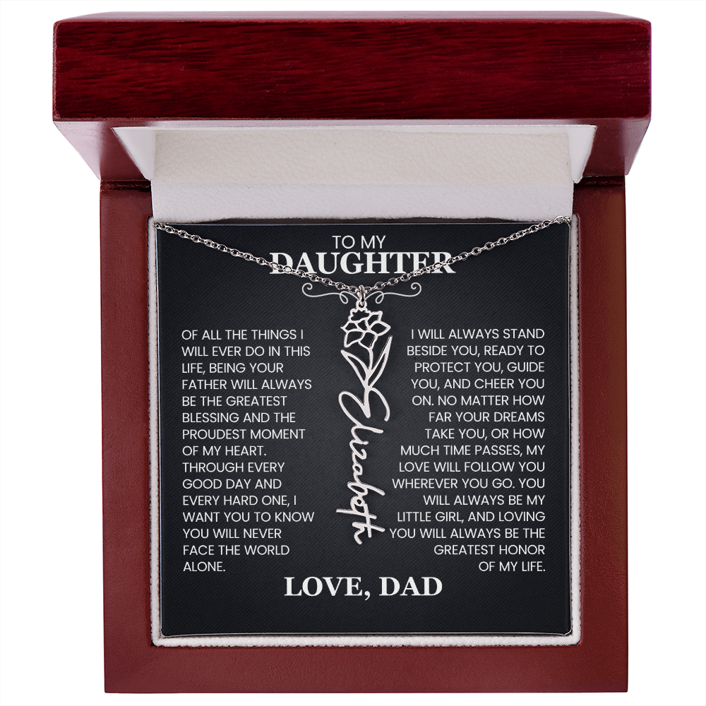 To My Daughter | Greatest Blessing | Birth Flower Name Necklace