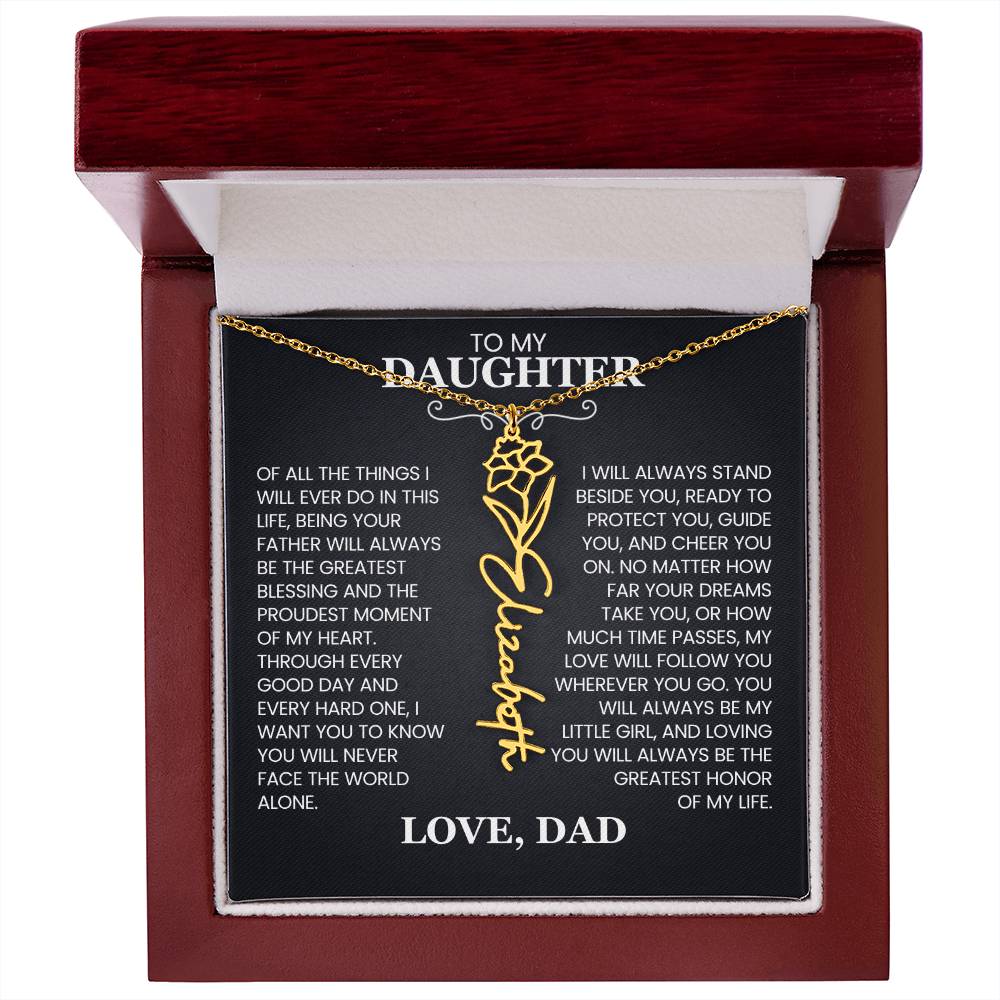 To My Daughter | Greatest Blessing | Birth Flower Name Necklace