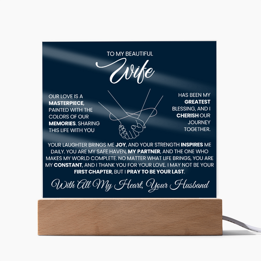 To My Beautiful Wife | I Cherish Our Journey | Acrylic Plaque (BLU)