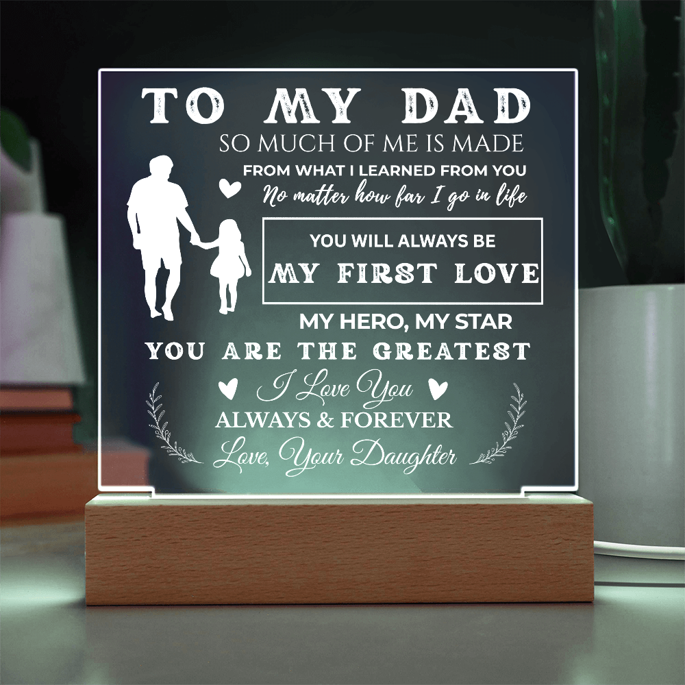 Square acrylic plaque for girl dad gift