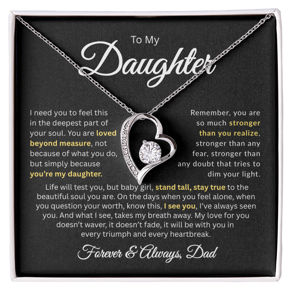 To my daughter necklace gift from dad with message card