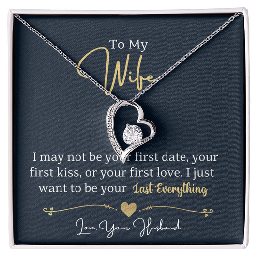 Forever Love necklace for wife heart pendant with crystal