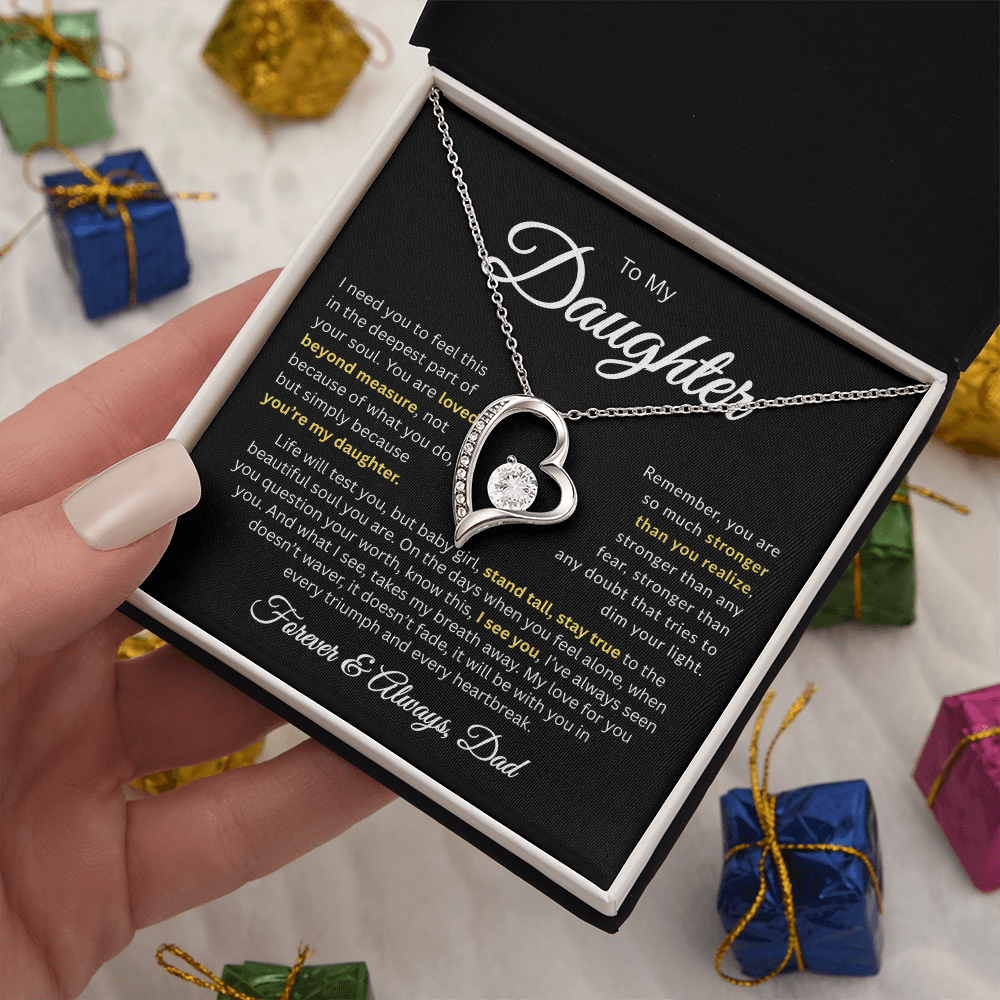 Emotional daughter jewelry gift from father message card