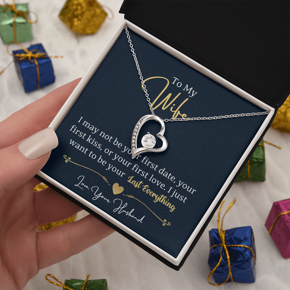 cubic zirconia heart necklace gift for wife in gift box