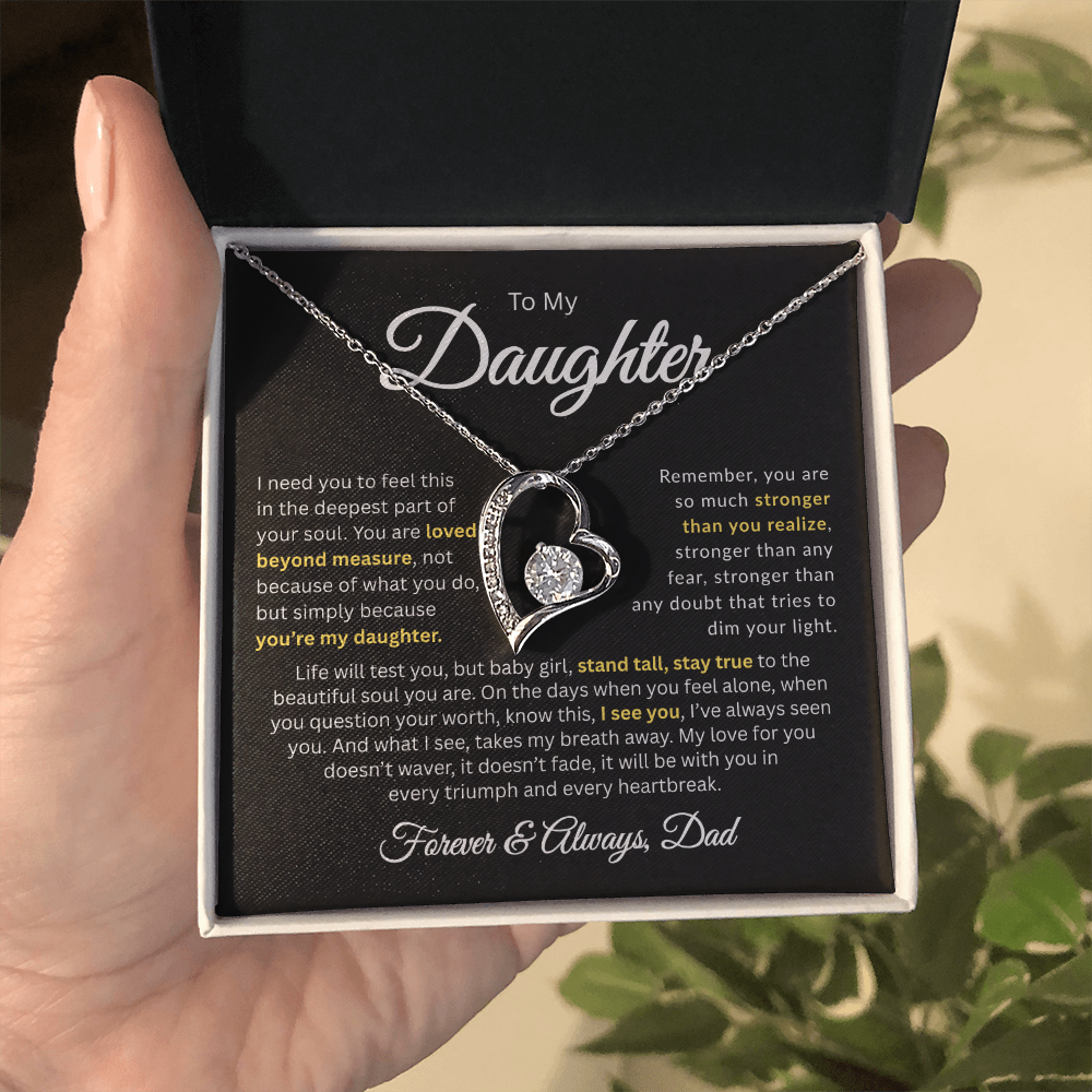 Forever love heart necklace for daughter in gift box
