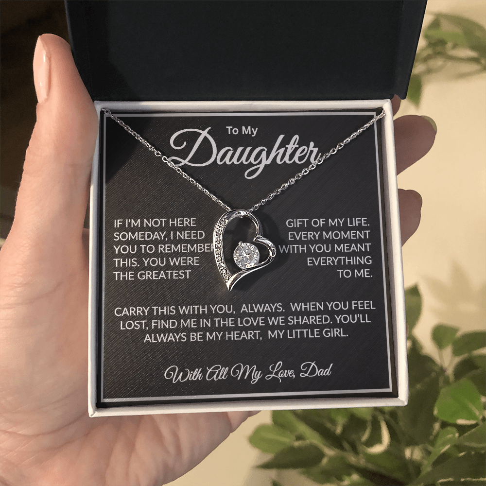 father to daughter necklace gift with emotional message and heart pendant