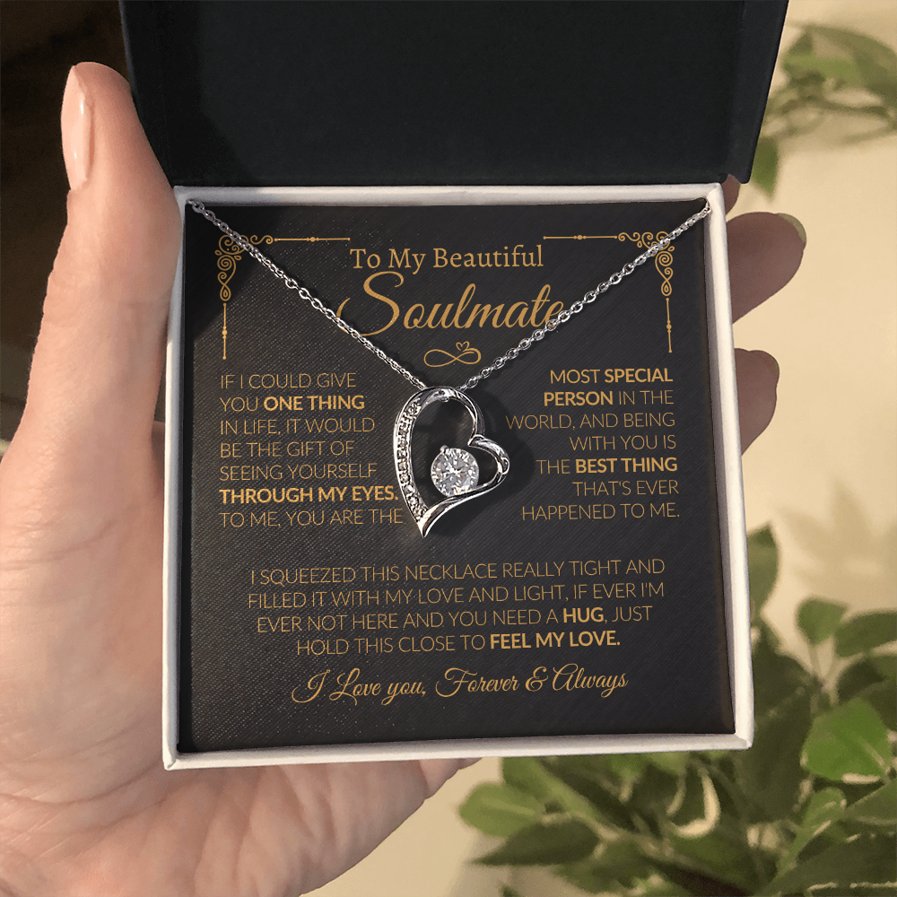 romantic heart necklace with cubic zirconia and emotional love message