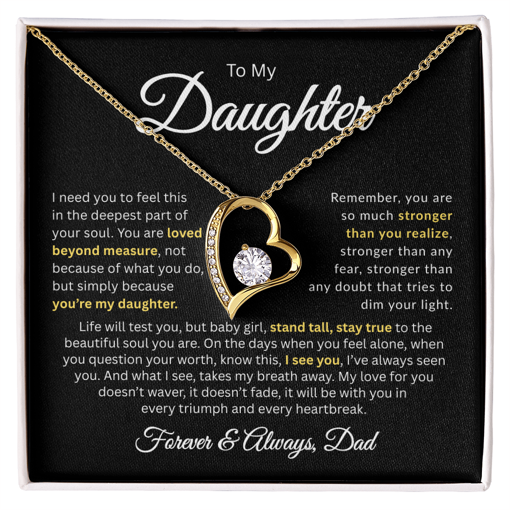 Daughter graduation gift necklace with heartfelt message