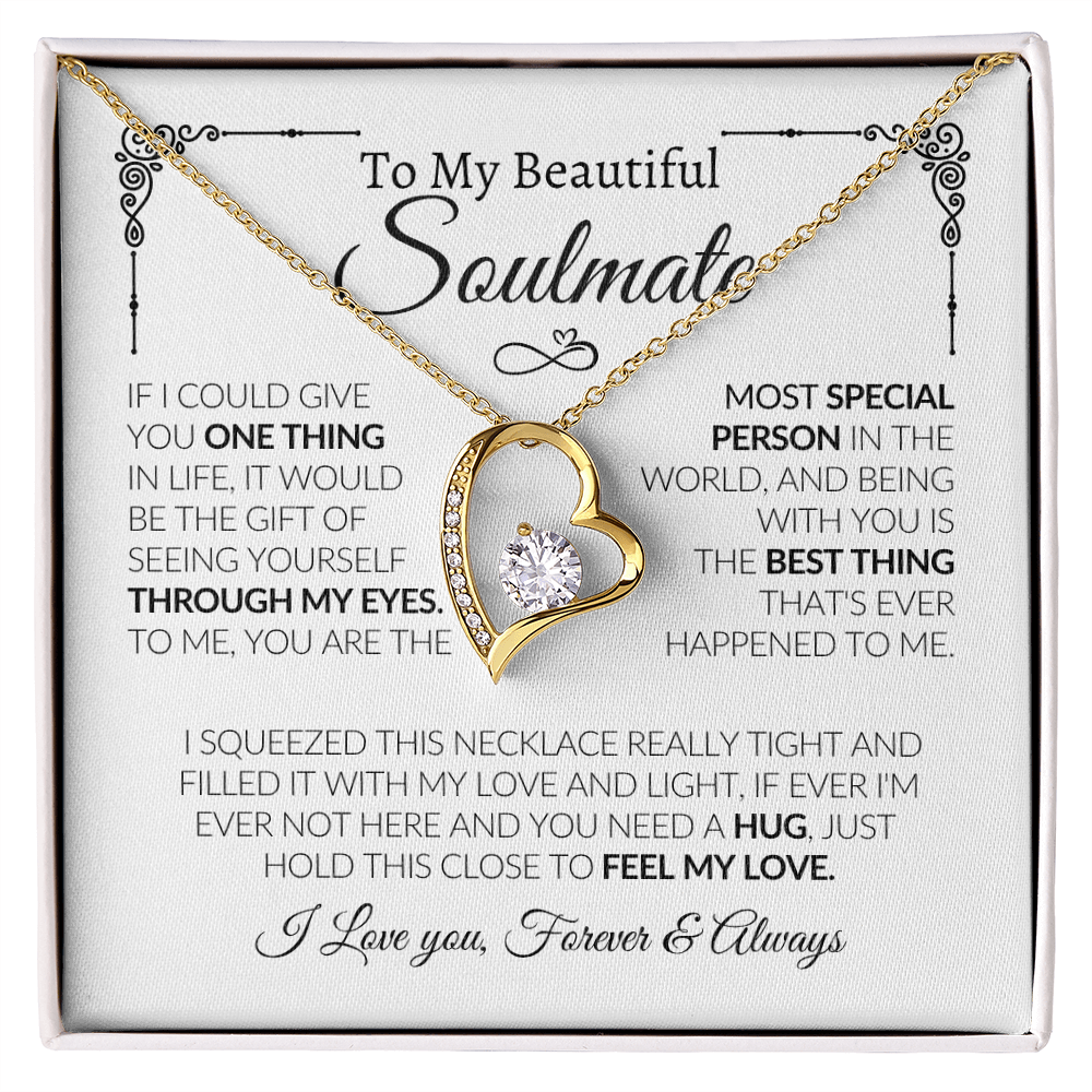 Emotional message card jewelry with gold Forever Love Necklace