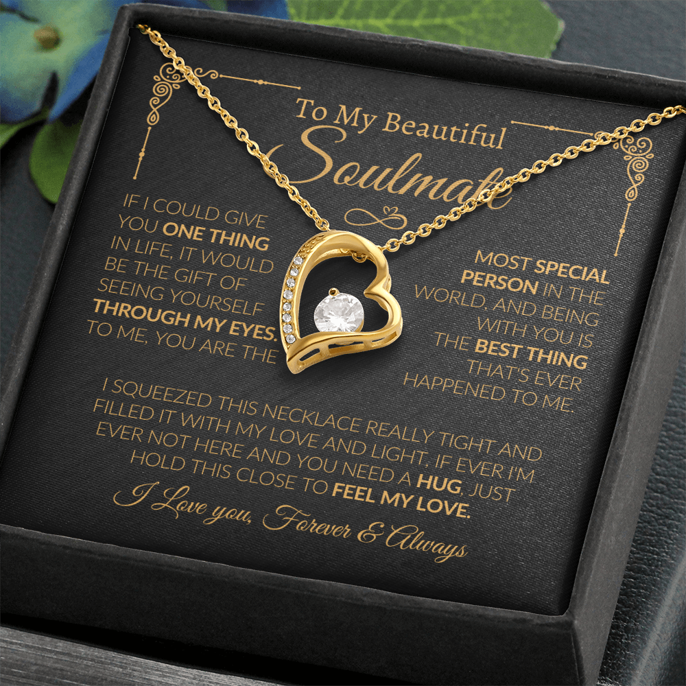 sentimental heart pendant necklace with inspirational love message