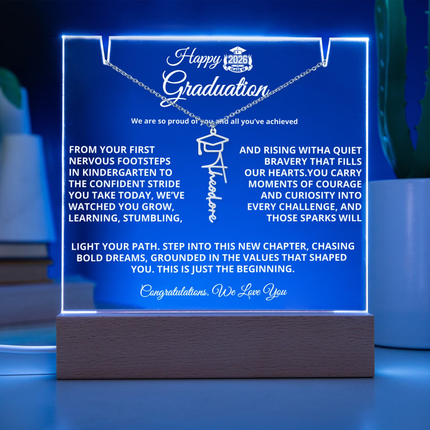 Happy Graduation For Her | Graduation Cap Name Necklace
