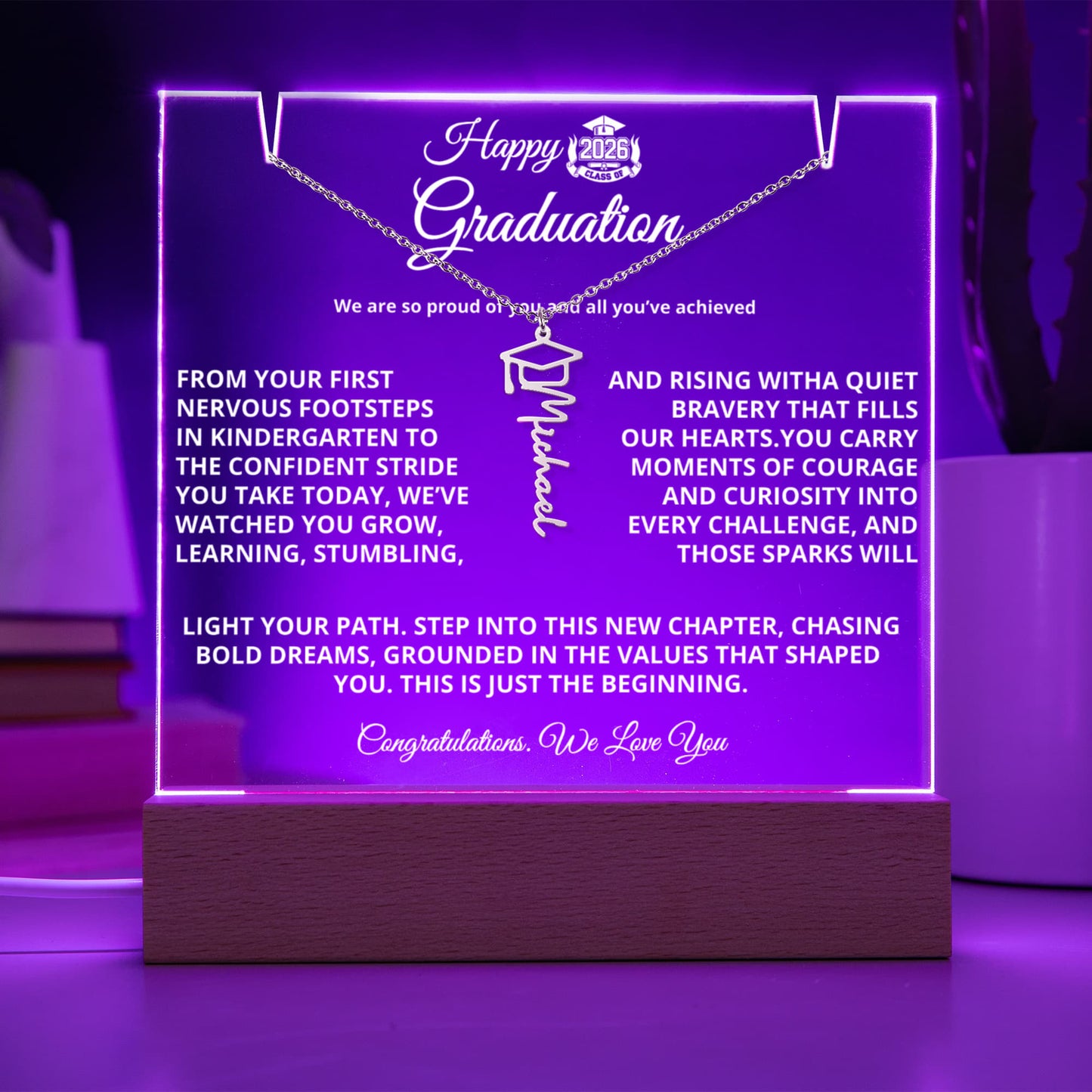 Happy Graduation For Her | Graduation Cap Name Necklace