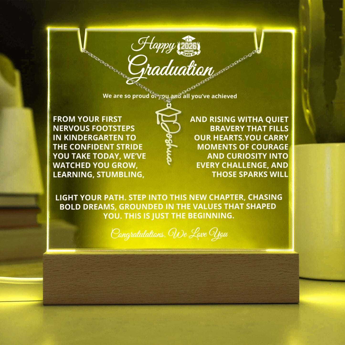 Happy Graduation For Her | Graduation Cap Name Necklace