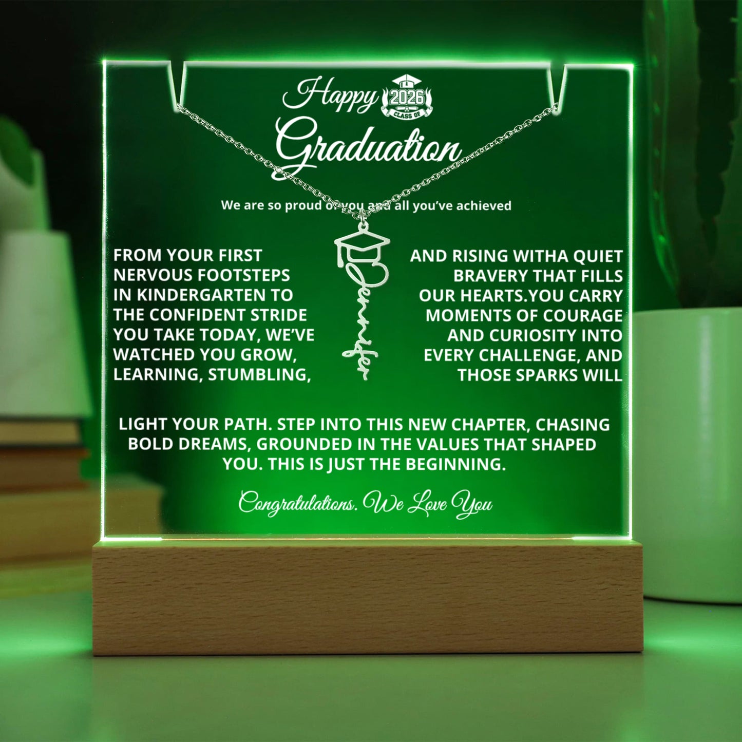 Happy Graduation For Her | Graduation Cap Name Necklace