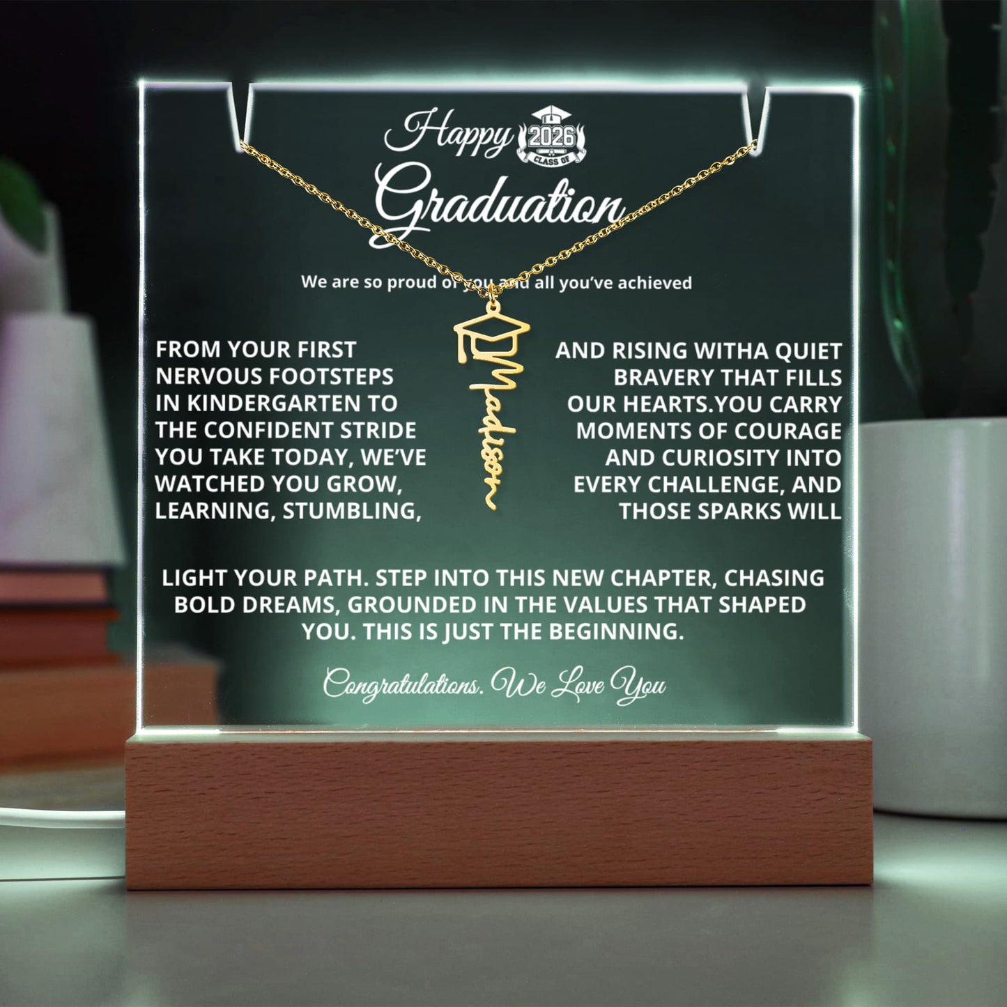 Happy Graduation For Her | Graduation Cap Name Necklace
