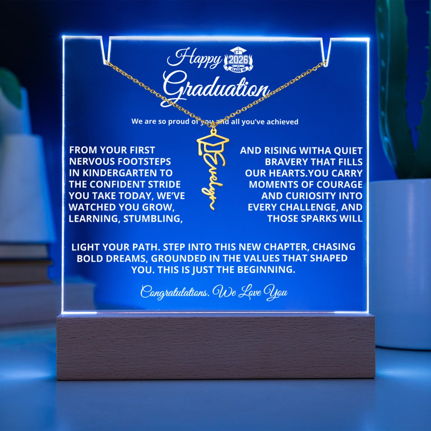 Happy Graduation For Her | Graduation Cap Name Necklace